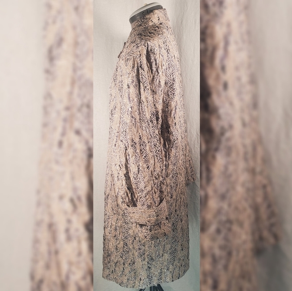 Debra DeRoo Silk Mother of Pearl Button Long Duster Trench Coat S - Picture 5 of 8